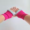 Thumbnail for Gehaakte handschoenen - gehaakte vingerloze handschoenen | Knalroze en lichtblauw