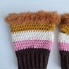 Thumbnail for Gehaakte handschoenen - gehaakte vingerloze handschoenen | Donkerbruin, lichtroze, crème, okergeel en karamelbruin