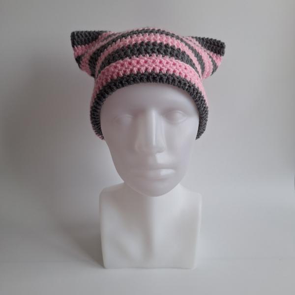 Gehaakte muts | Lichtroze en donkergrijs