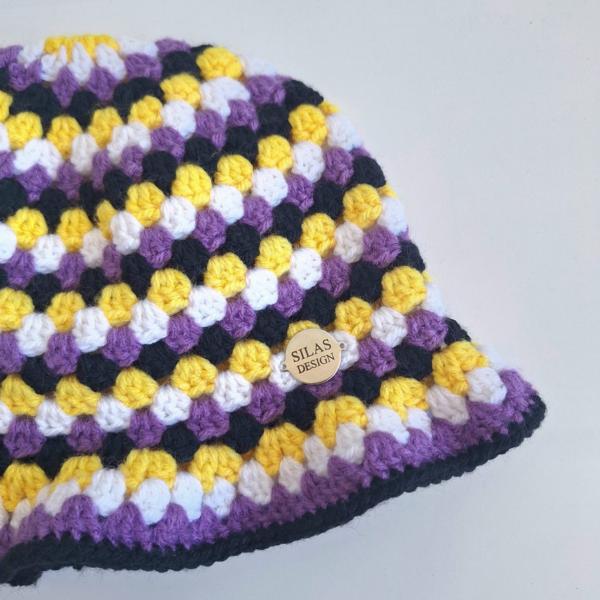 Gehaakte bucket hat | Pride non-binary vlag