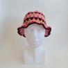 Thumbnail for Gehaakte bucket hat | Oranje, beige, knalroze, lichtroze, fuchsia en zwart
