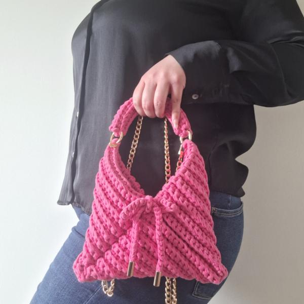 Gehaakte crossbody tas | Barbie roze