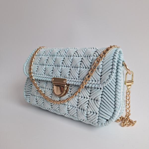 Geweven crossbody tas | Mintgroen en goud