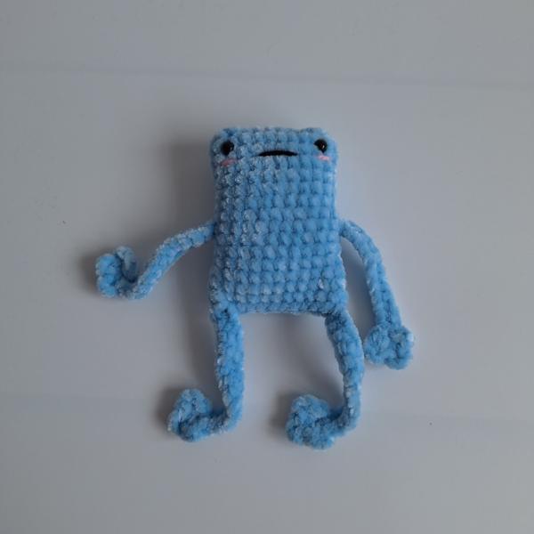 Gehaakte knuffel 'Lichtblauwe kikker'