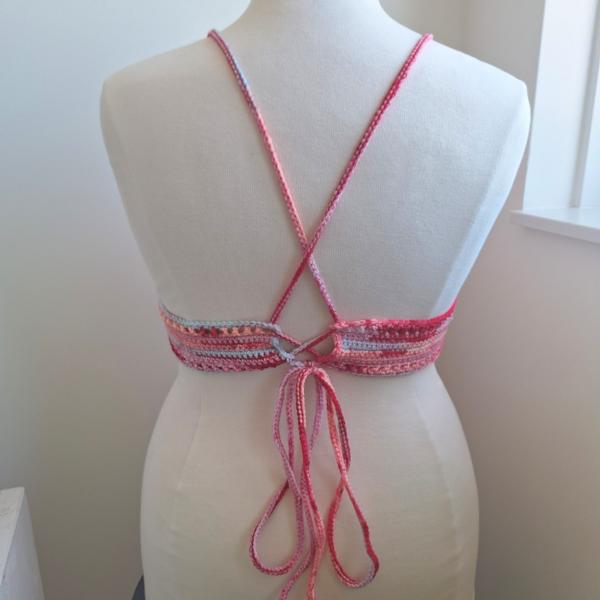 Gehaakt topje 'Boho top ombre paars en roze'