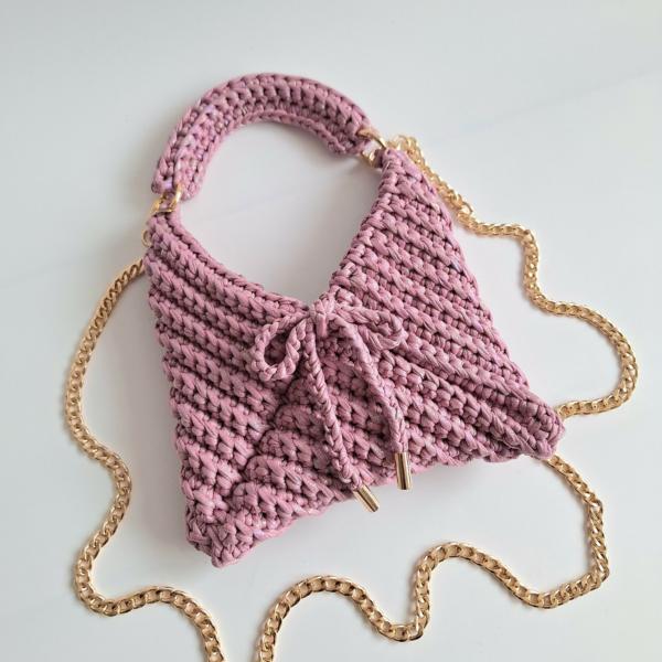 Gehaakte crossbody tas | Glitter lila