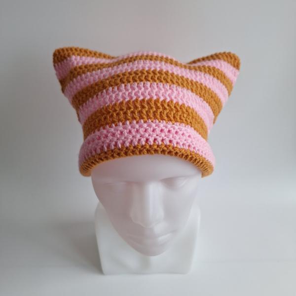 Gehaakte muts | Lichtroze en oranje