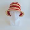 Thumbnail for Gehaakte bucket hat | Beige en rood