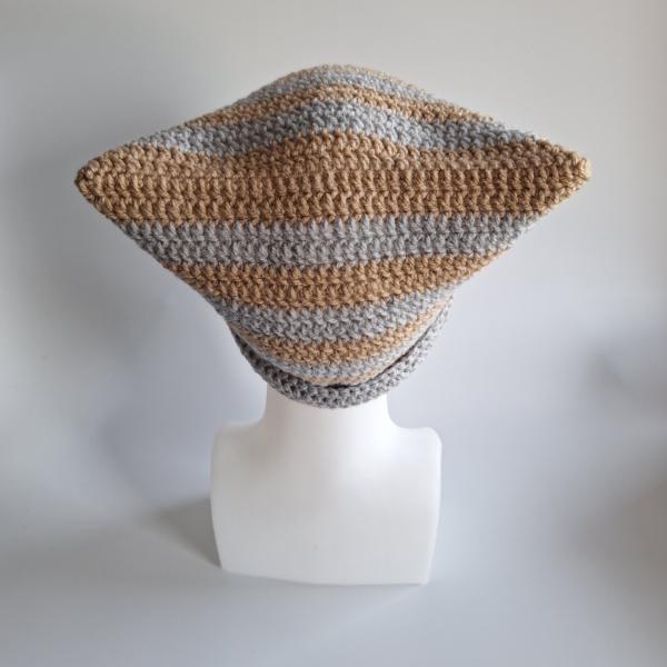 Gehaakte muts | Beige en lichtgrijs