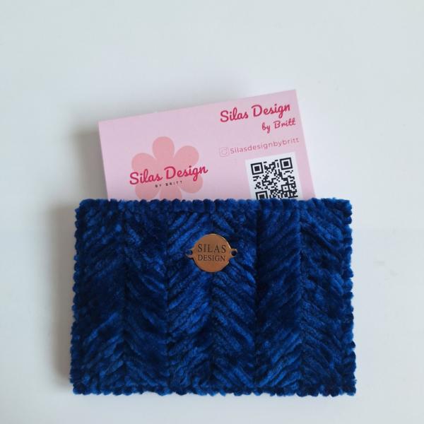 Geweven pasjeshouder | Donkerblauw velvet look