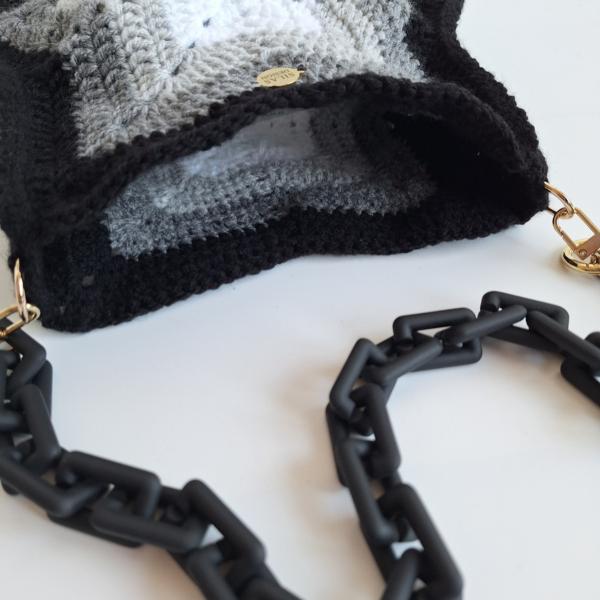 Gehaakte ster tas | Zwart, donkergrijs, lichtgrijs en wit