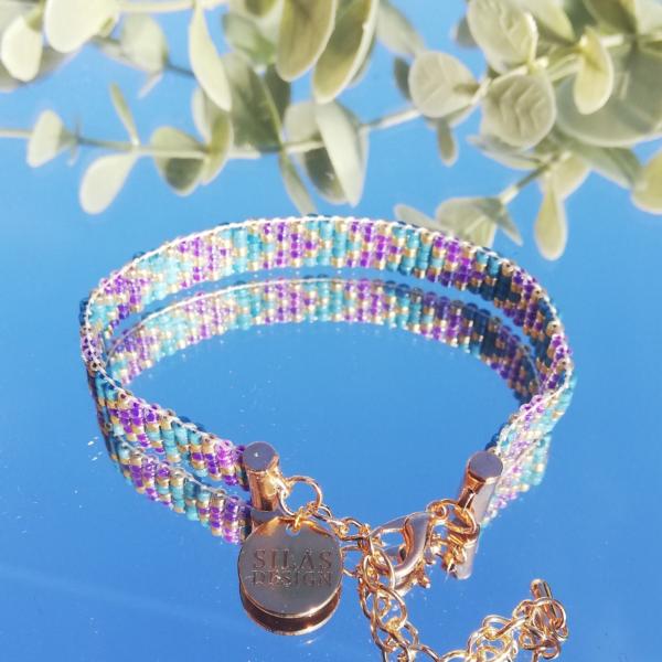 Geweven kralen armband | Paarse chevron