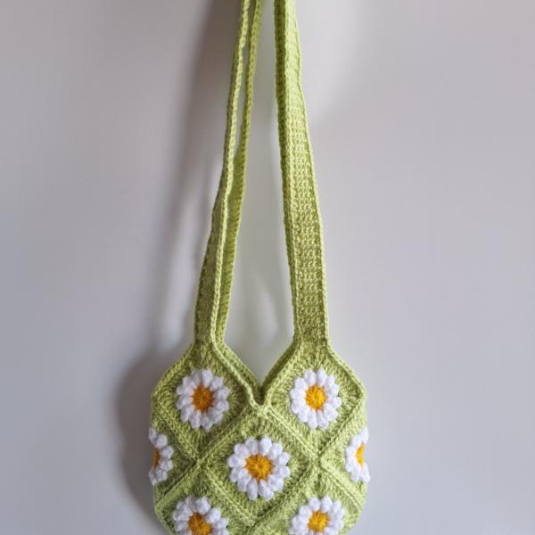 Gehaakte tas | Groene madeliefjes