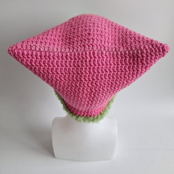 Gehaakte muts met imitatiebont | Barbie roze en groen