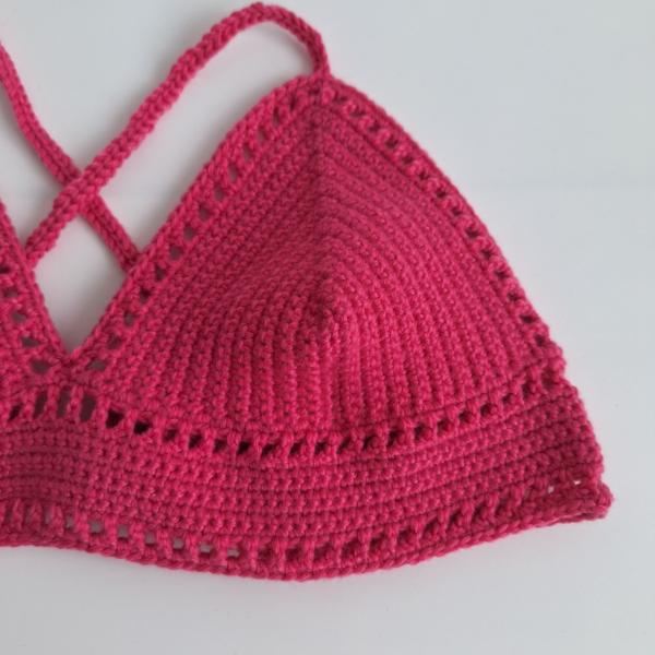 Gehaakt topje 'boho top hot pink'