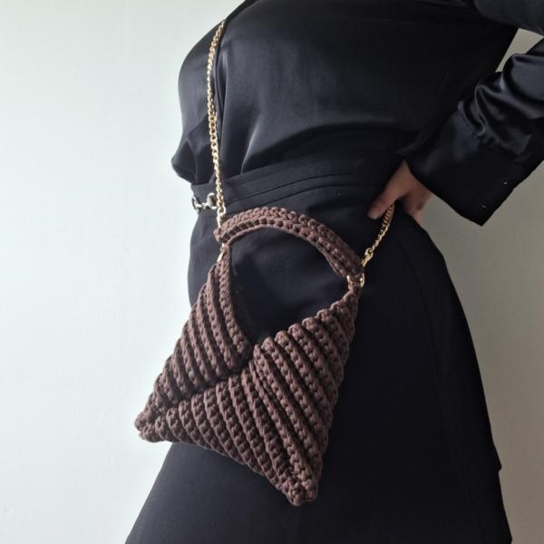 Gehaakte crossbody tas | Donkerbruin