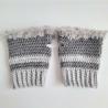 Thumbnail for Gehaakte handschoenen - gehaakte vingerloze handschoenen | Donkergrijs en lichtgrijs