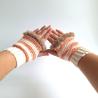 Thumbnail for Gehaakte handschoenen - gehaakte vingerloze handschoenen | Crème, pasteloranje en beige