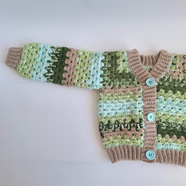 Gehaakt baby vestje | Beige, Blauw en groen camo