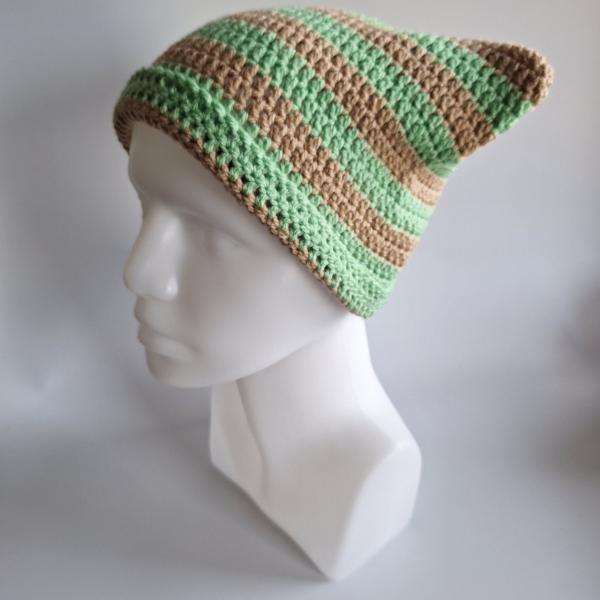 Gehaakte muts | Beige en mintgroen