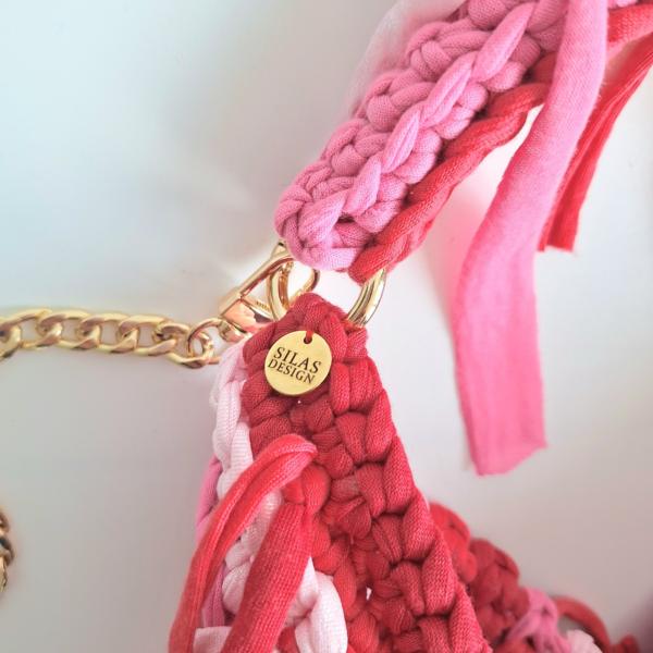 Gehaakte crossbody tas | Rood en roze