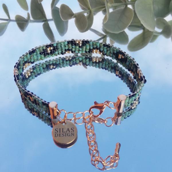 Geweven kralen armband | Turquoise luipaard