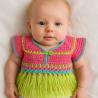 Thumbnail for Gehaakt baby vestje | Roze, turquoise en groen met groene franjes
