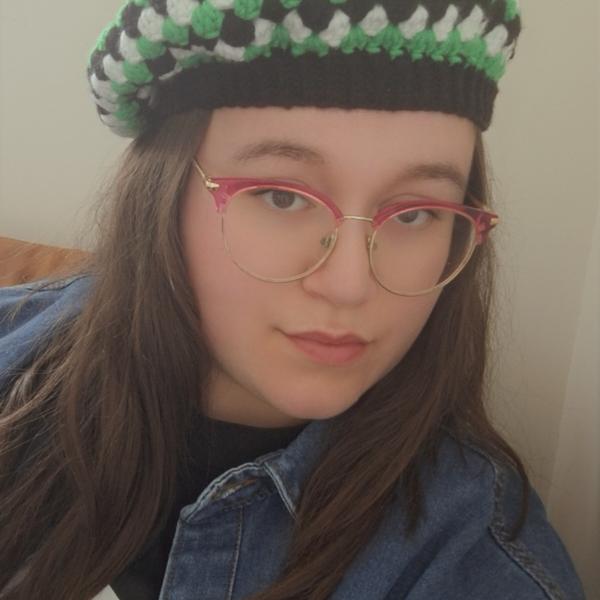 Gehaakte beret | Zwart, wit en groen