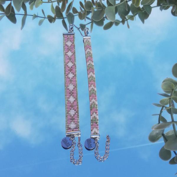 Geweven kralen armband | Witte diamanten