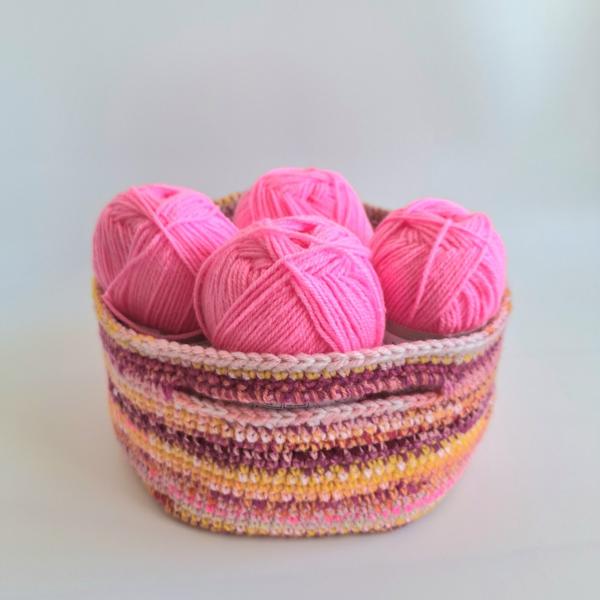 Gehaakte opbergmand | Roze gemêleerd