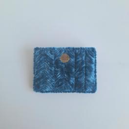 Geweven pasjeshouder | Petrol velvet look