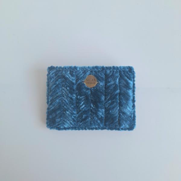 Geweven pasjeshouder | Petrol velvet look