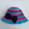 Thumbnail for Gehaakt baby zonnehoedje 'Roze en blauw met strik'
