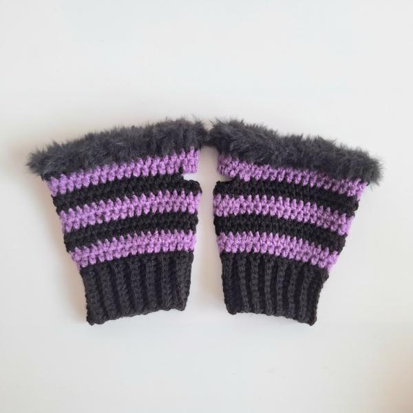 Gehaakte handschoenen - gehaakte vingerloze handschoenen | Zwart en paars