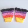 Thumbnail for Gehaakte handschoenen - gehaakte vingerloze handschoenen | Geel, koraaloranje, lavendel, paars en zwart