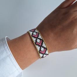 Geweven kralen armband | Roze zandloper