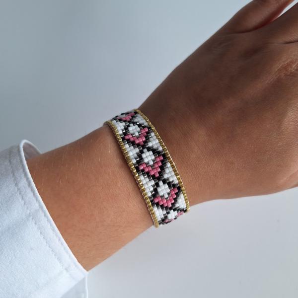 Geweven kralen armband | Roze zandloper