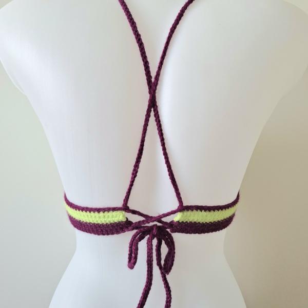 Gehaakt topje | Limegroen en aubergine paars