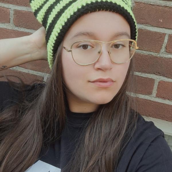 Gehaakte muts | zwart en neon groen