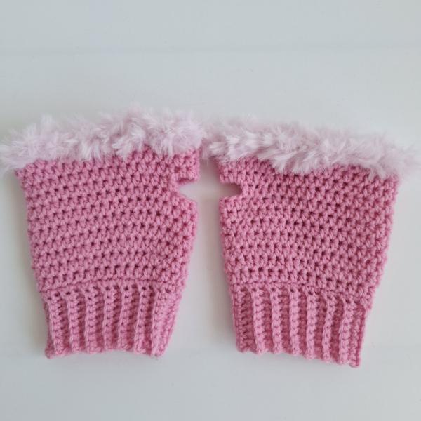 Gehaakte handschoenen - gehaakte vingerloze handschoenen | Roze en lichtroze