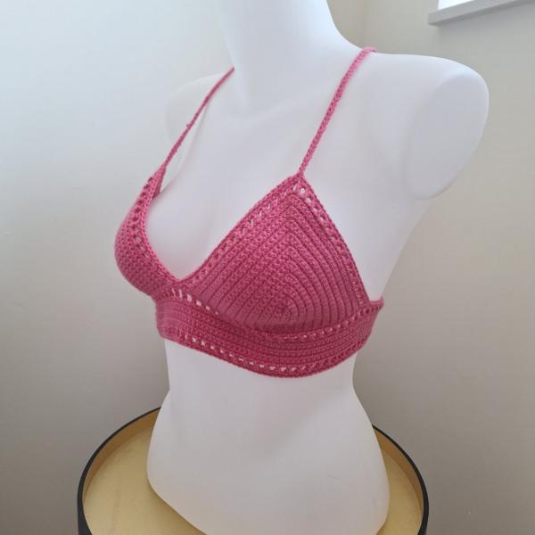 Gehaakt topje 'boho top hot pink'