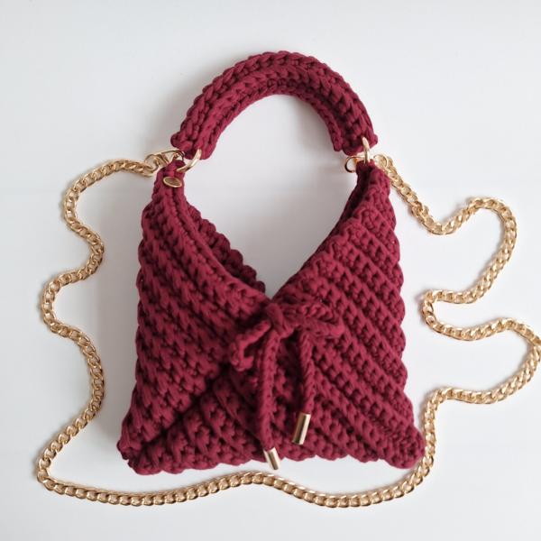 Gehaakte crossbody tas | Wijnrood