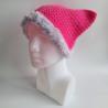 Thumbnail for Gehaakte muts met imitatiebont | Neon roze en lila