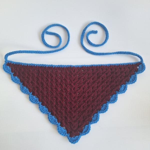 Gehaakte bandana | Wijnrood en blauw