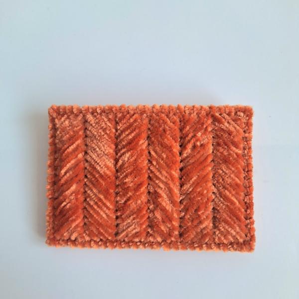 Geweven pasjeshouder | Pompoen oranje velvet look
