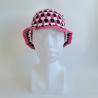 Thumbnail for Gehaakte bucket hat | Fuchsia, wit en zwart