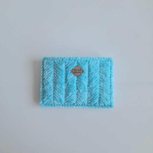 Geweven pasjeshouder | Turquoise velvet look