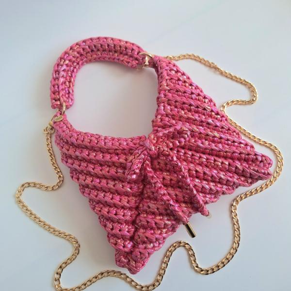 Gehaakte crossbody tas | Roze iriserend
