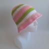 Thumbnail for Gehaakte bucket hat 'Wit, roze en groen'