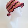 Thumbnail for Gehaakte bucket hat | Oranje, beige, knalroze, lichtroze, fuchsia en zwart